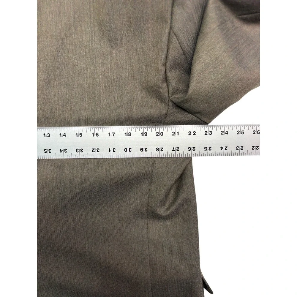 vtg 90s Fiorvanti 42L 36x32 Taupe Herringbone Double Breasted 2pc Pant Suit USA